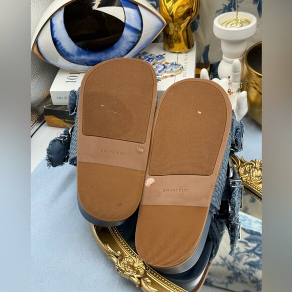 🆕 GIANNI BINI 🧿 NWOB Cecil Two Braided Denim Double Banded Slide Sandals Sz7.5 - Picture 13 of 13